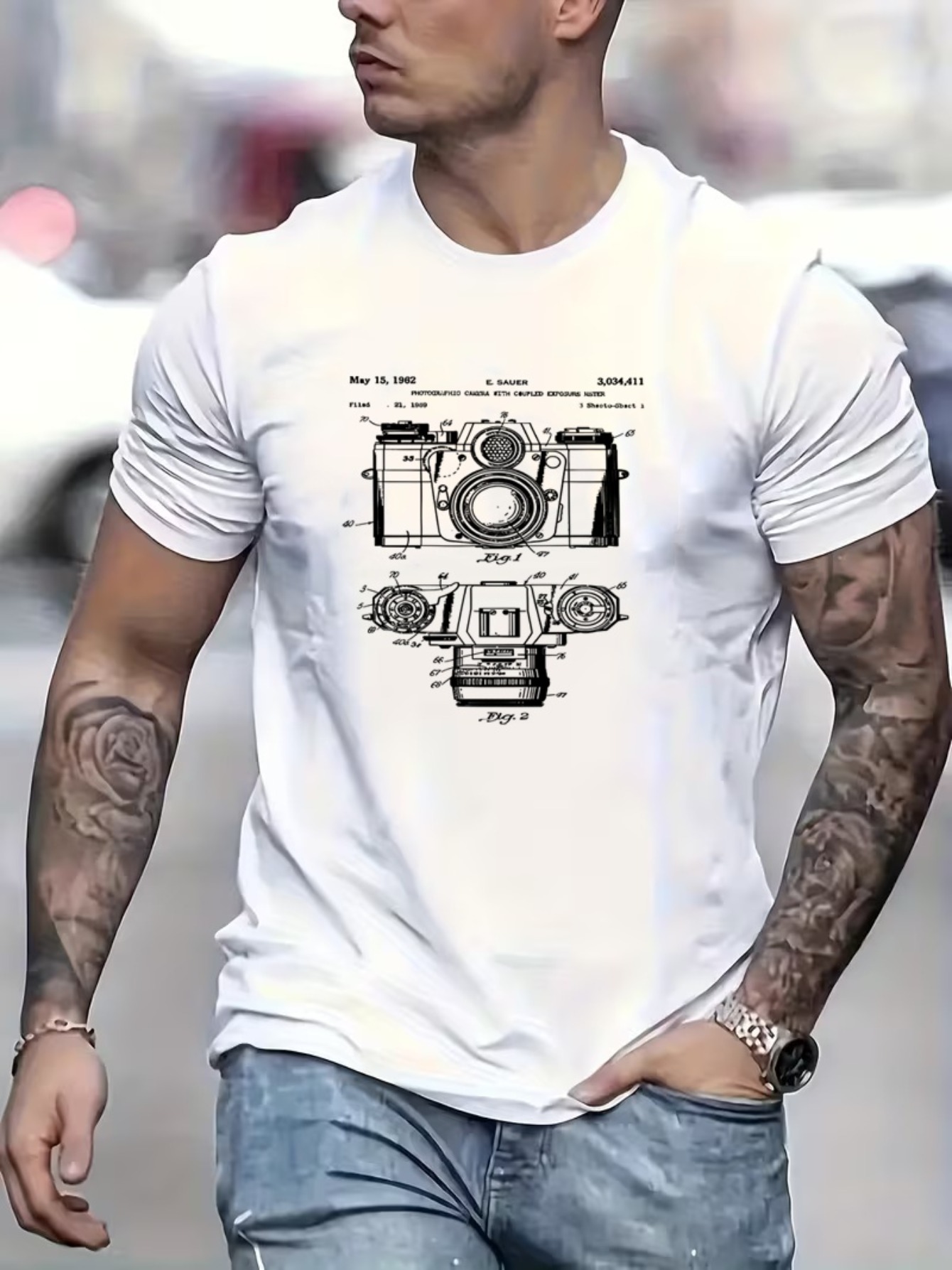 Photography Sim - Kamera Patent Tasarım Baskılı Erkek Baskılı