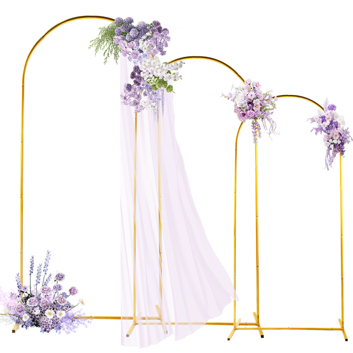 Backdrop Stand Kit - 3'lü Altın Metal Kemer Seti, Ayarlanabilir