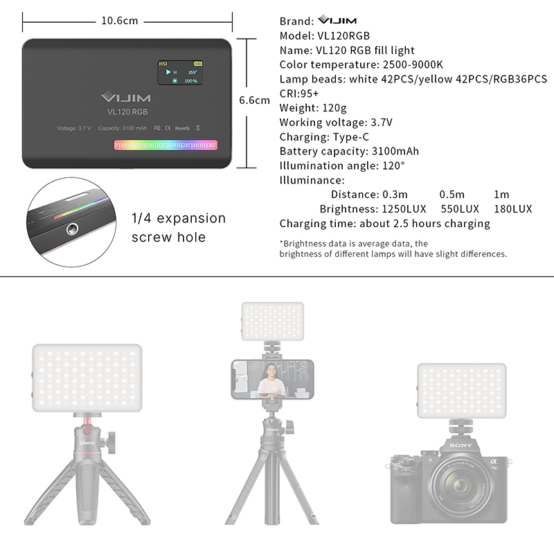 Ulanzi VL120 RGB Kamera Video  - Photography Umbrella Lights incelemesi ve fiyatı